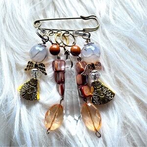 Brooch | Hand Crafted | Glass Beaded |  Pin Artisan Multicolor Wire-Wrapped OOAK